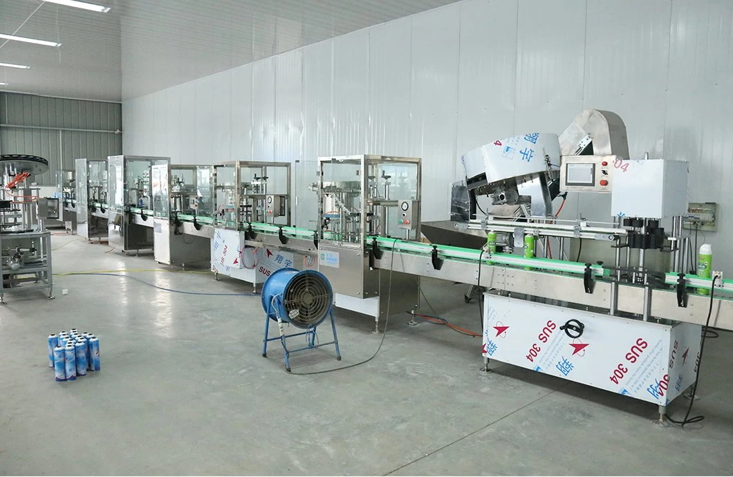 Aerosol Paint Spray Piston Pump Filling Capping Crimping Labeling Line Machinery for Aerosol Spray