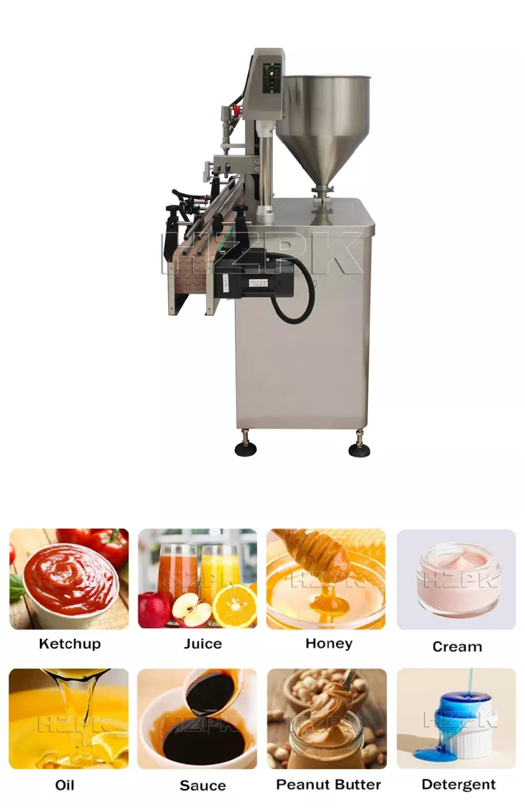 Hzpk Automatic Rotor Pump Bottle Cosmetic Cream Paste Water Bottling Machine