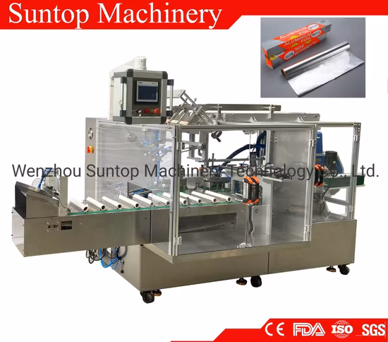 Automatic Box Packing Packaging Cartoning Machine Machinery for Cling Film Roll Aluminium Foil Roll Baking Paper Roll