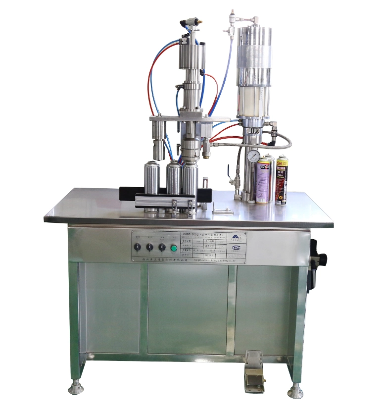 Qgbs500 3 in 1 Aerosol Spray Can Filling Machine Factory Direct Sale