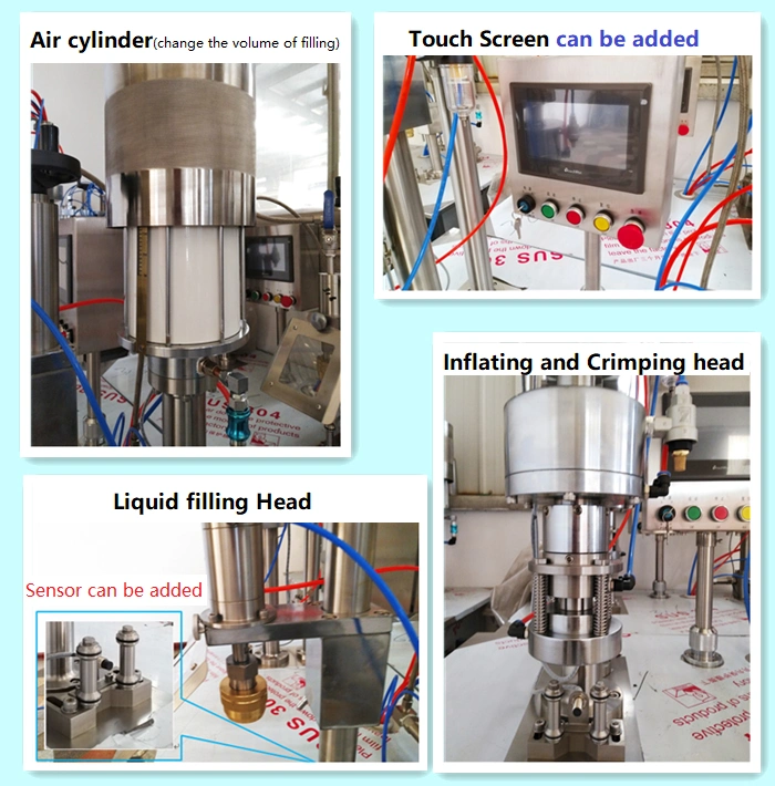 PLC Control Semi Automatic Bag on Valve Bov Aerosol Spray Can Filling Machine