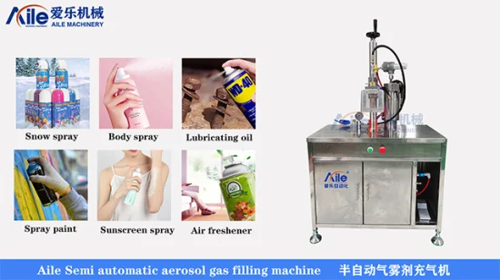 Spray de cabelo em aerossol semiautomático Equipamento de enchimento de gás em aerossol Linha de produção de tinta spray Máquina de reabastecimento de gás butano