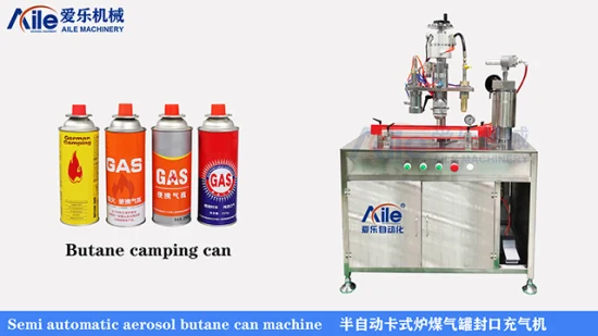 Máquina de pulverização de gás butano GLP semiautomática Máquina de enchimento de aerossol Maquinaria de recarga de GLP Equipamento de enchimento de gás de crimpagem a vácuo